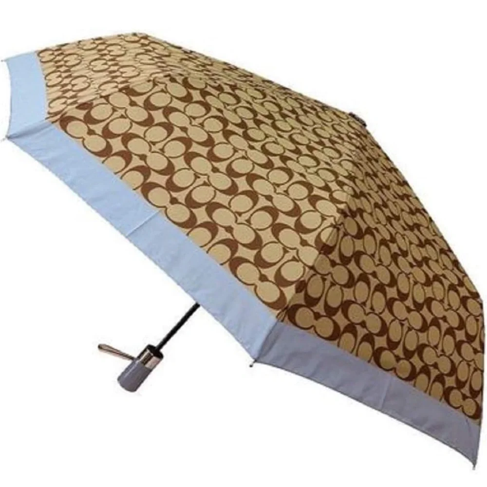 Coach Signature Mini Khaki/Steel Blue Umbrella - Picture 5 of 5